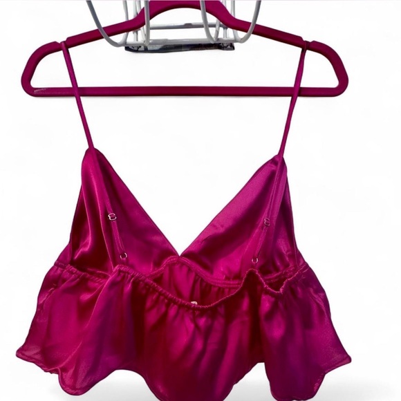 NWT FREE PEOPLE Vibrant Pink Satin Camisole - Picture 5 of 6